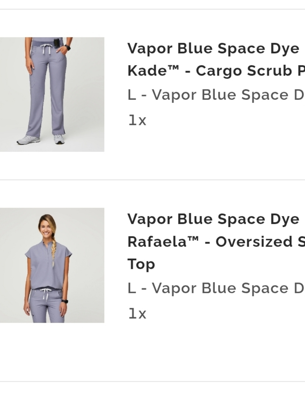 FIGS Vapor Blue Space Dye Rafaela Top & Kade Cargo Pant Scrub Set Size Large - Picture 15 of 15